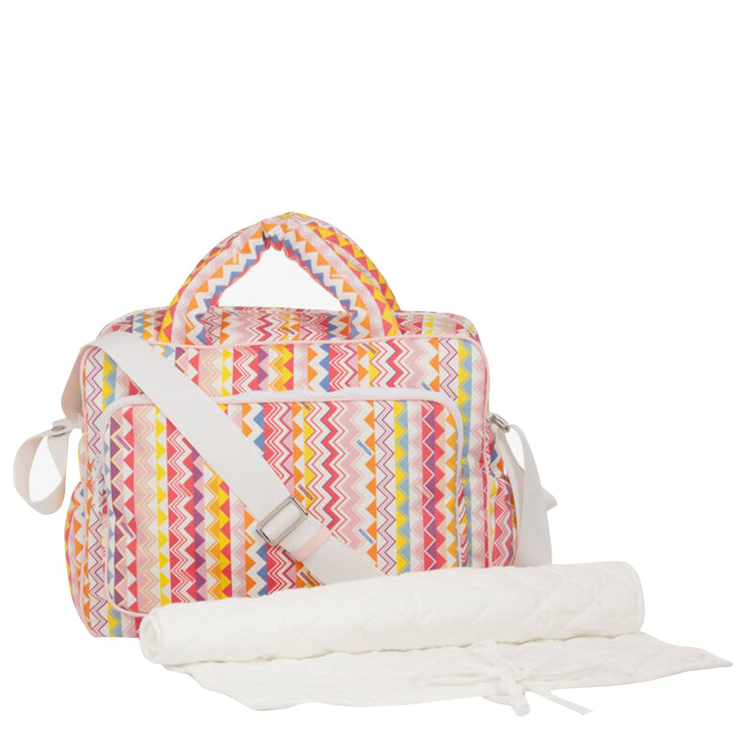 Baby Girls Multi-Coloured Zigzag Changing Bag, 2, hi-res