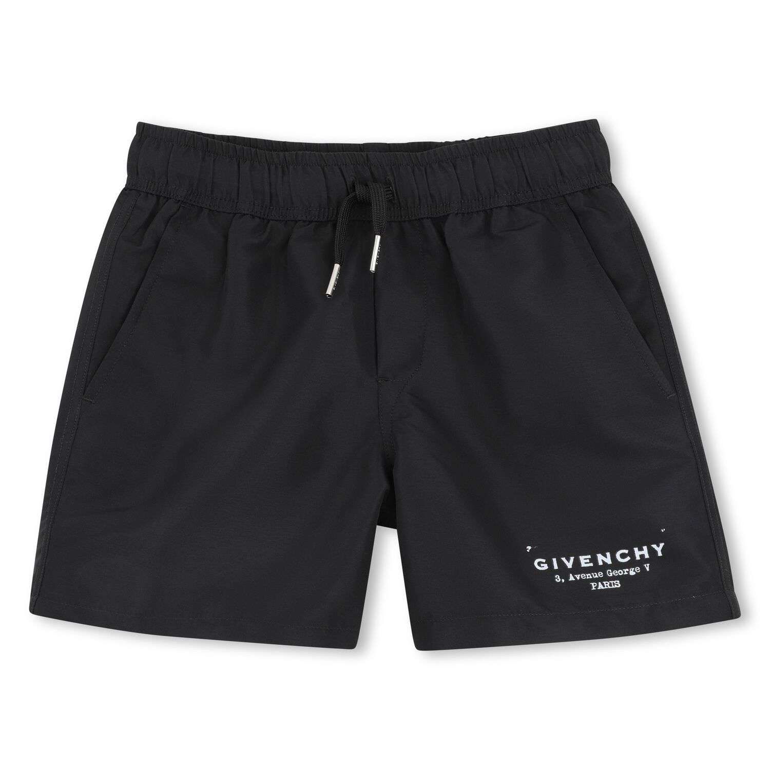 Boys Black Logo Swim Shorts, 1, hi-res