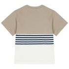 طقم شورت أولاد باللون الأبيض والبيج, 1, hi-res