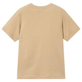 Boys Beige Football T-Shirt