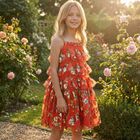 Girls Red Ruffled Tulle Dress, 2, hi-res