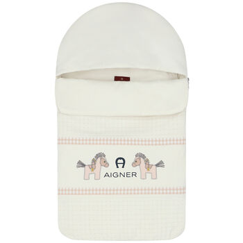 Ivory Horse & Logo Baby Nest