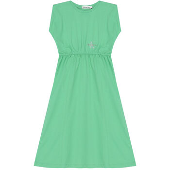 فستان بنات بالشعار باللون الأخضر
