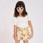 Girls Pink Floral Jacquard Shorts, 1, hi-res
