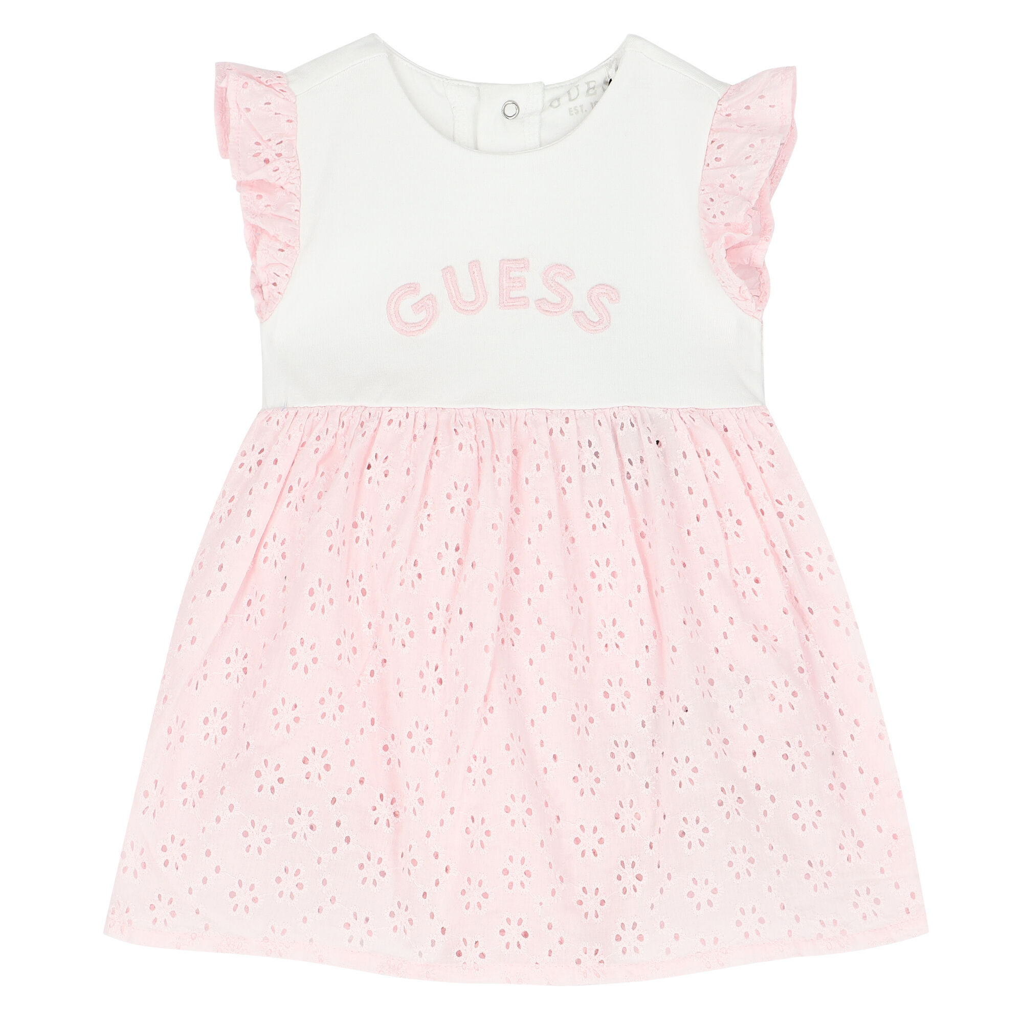 Guess Baby Girls White Pink Logo Dress Junior Couture UAE