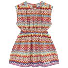 Girls Multi-Coloured Logo Zig Zag Dress, 2, hi-res