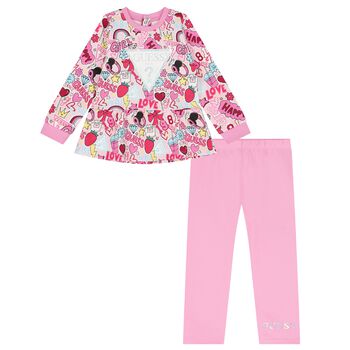 Girls Pink Logo Leggings Set