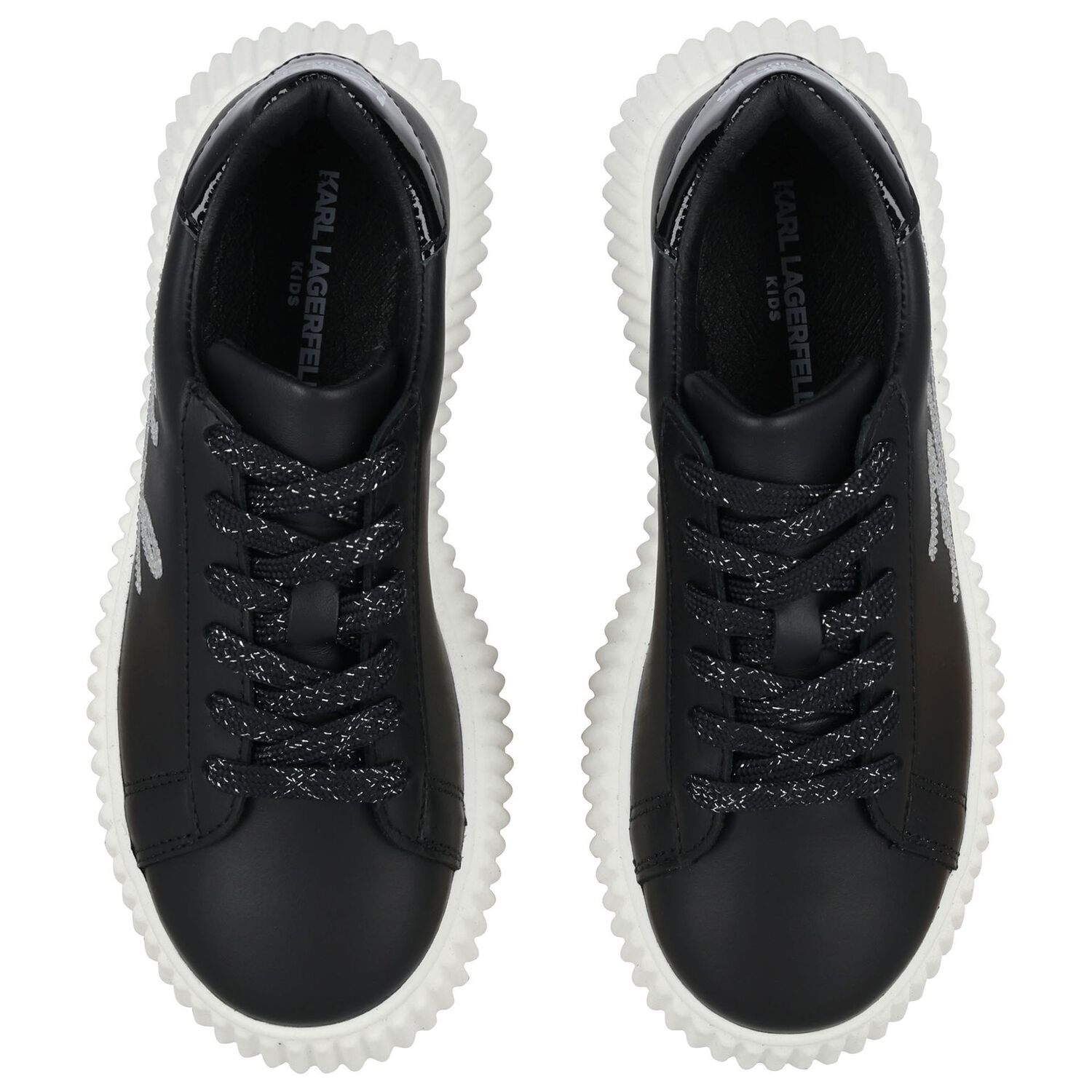 Girls Black Logo Trainers, 1, hi-res