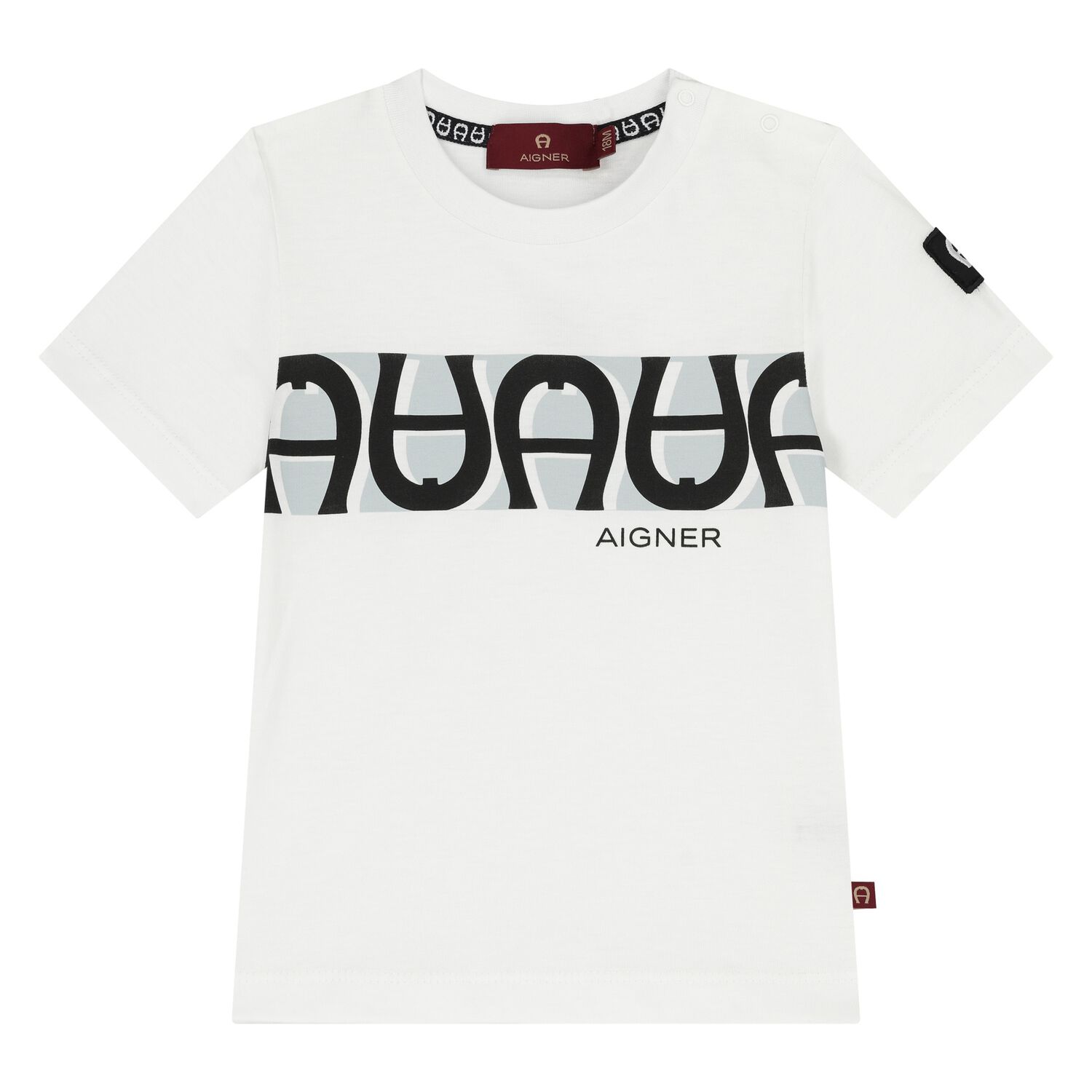 Younger Boys White Logo T-Shirt, 1, hi-res