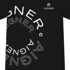 تيشيرت أولاد بالشعار باللون الأسود, 2, hi-res