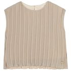 Girls Beige & Silver Pleated Top, 1, hi-res