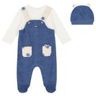 طقم أفرول أولاد بالشعار باللون الأبيض و الأزرق, 1, hi-res