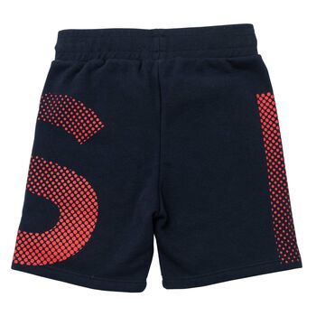Boys Navy & Red Logo Shorts