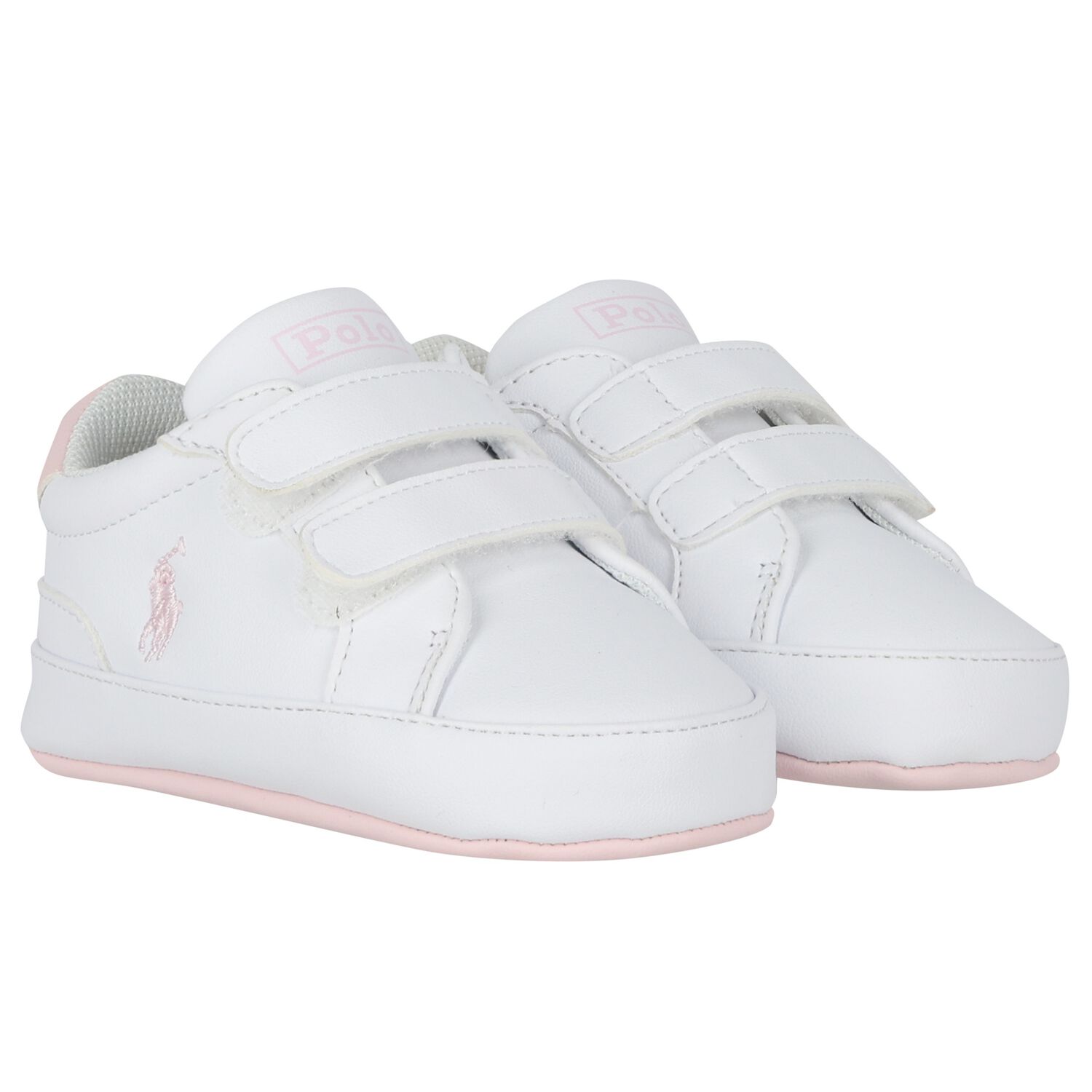 Baby Girls White Logo Trainers, 1, hi-res