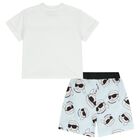 Boys White & Blue Ikonik Swim Shorts Set, 1, hi-res