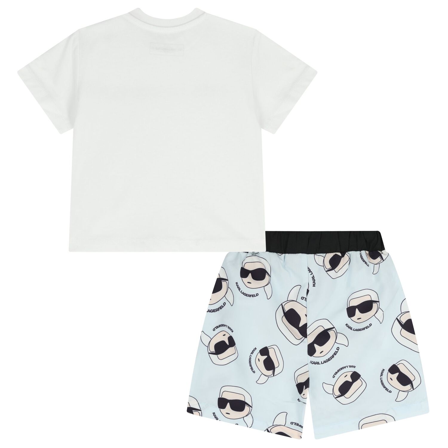 Boys White & Blue Ikonik Swim Shorts Set, 1, hi-res