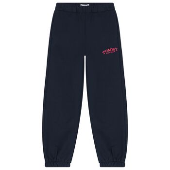 Girls Navy Blue Logo Joggers