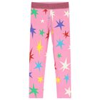Girls Pink Stars Leggings, 1, hi-res