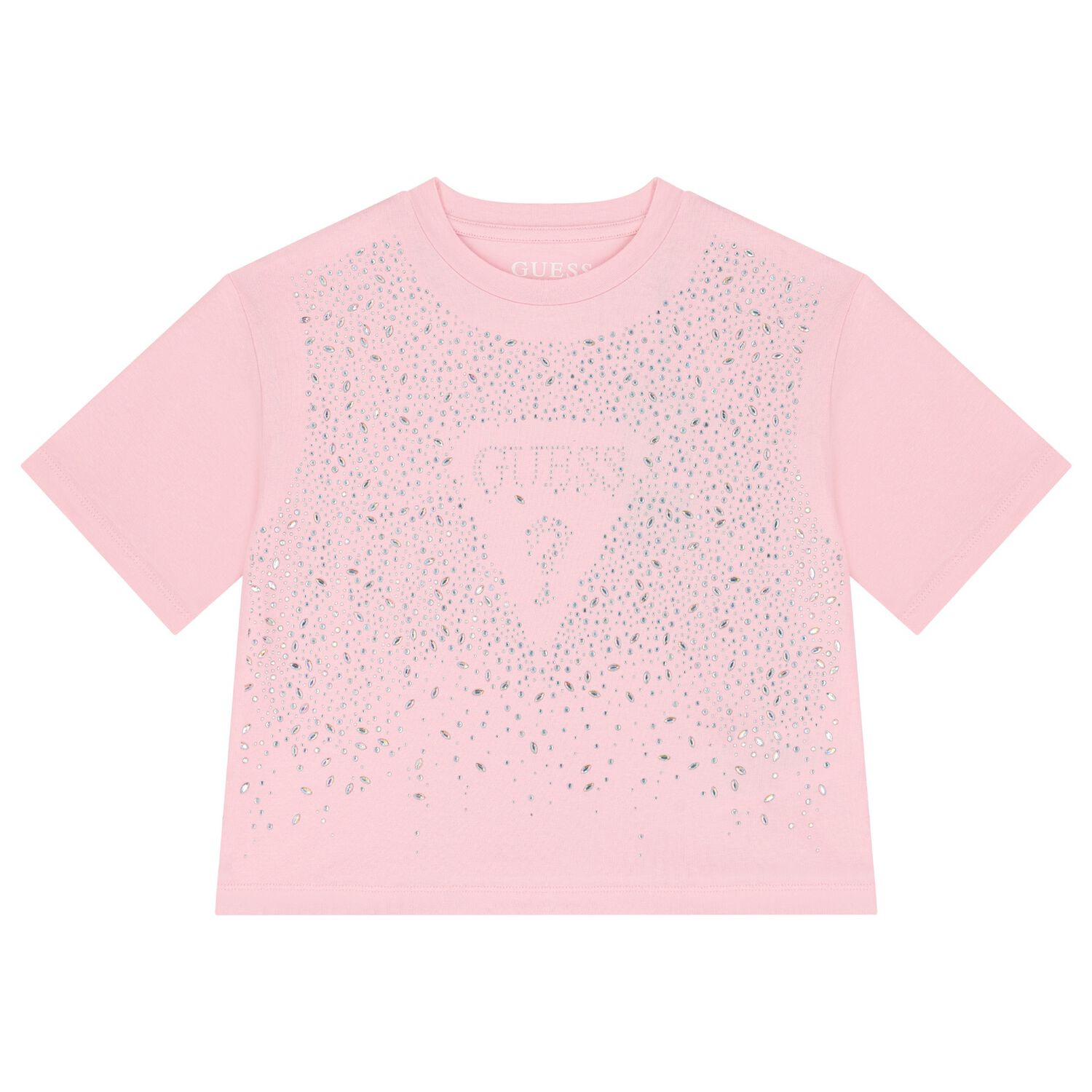 Girls Pink Logo Diamante T-Shirt, 2, hi-res image number null