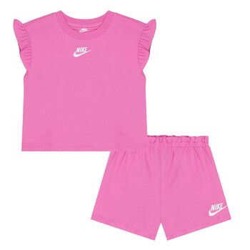Girls Pink Logo Shorts Set