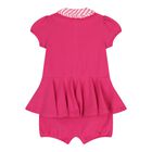 Baby Girls Pink Polo Romper, 1, hi-res