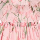 Girls Pink Chiffon Floral Dress, 1, hi-res
