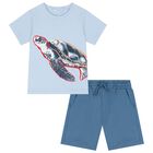Boys Blue Turtle Shorts Set, 3, hi-res