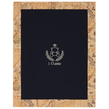 Navy Blue & Beige Geo Map Logo Blanket