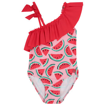 Girls Pink & Red Watermelon Swimsuit