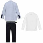 Boys Blue & White Suit Set, 1, hi-res