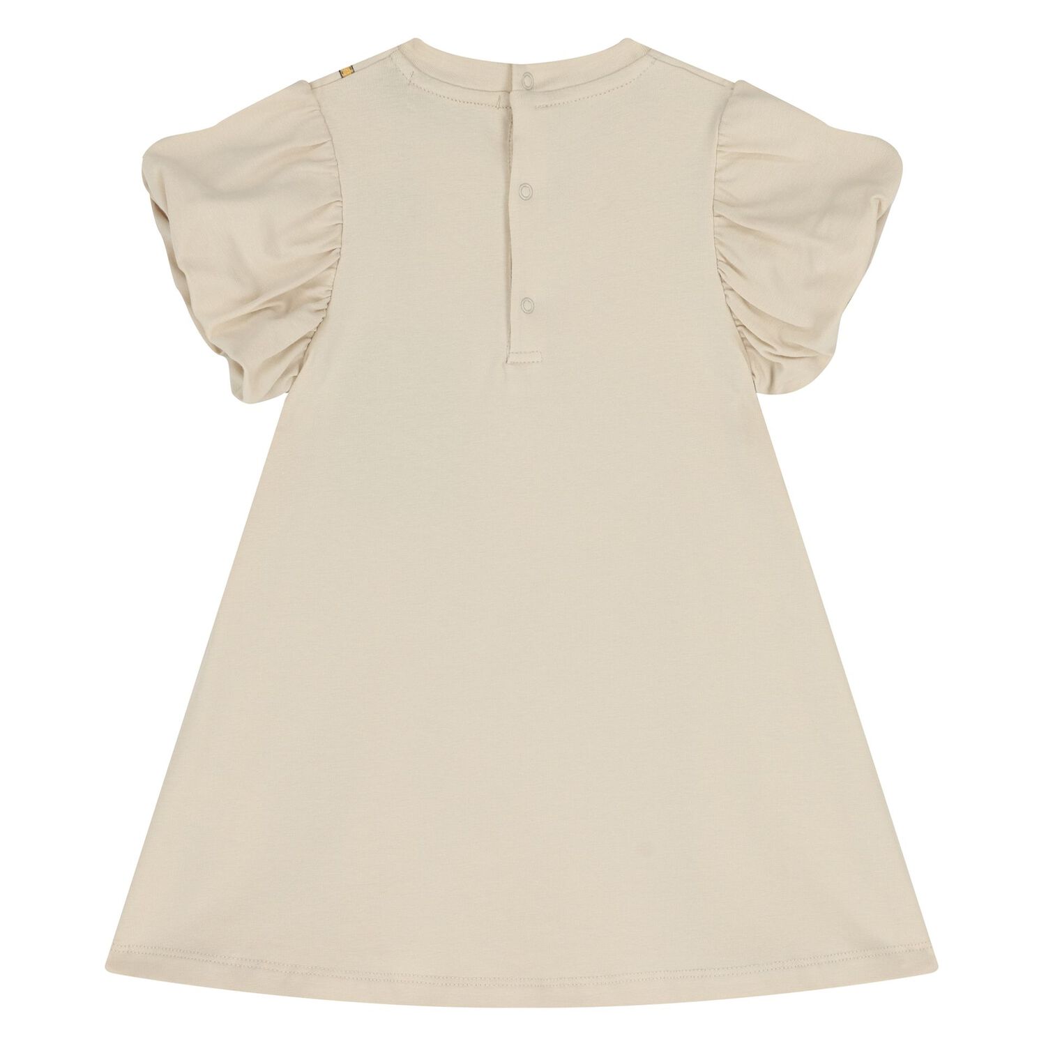 Younger Girls Beige Bag Logo Dress, 1, hi-res