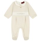 طقم أفرول بالشعار باللون العاجي, 1, hi-res