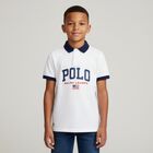 Boys White Logo Polo Shirt, 1, hi-res