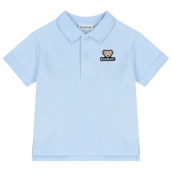 Baby Boys Blue Teddy Bear Polo Shirt