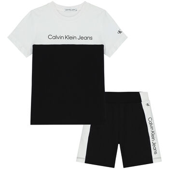 Boys Black & White Logo Shorts Set