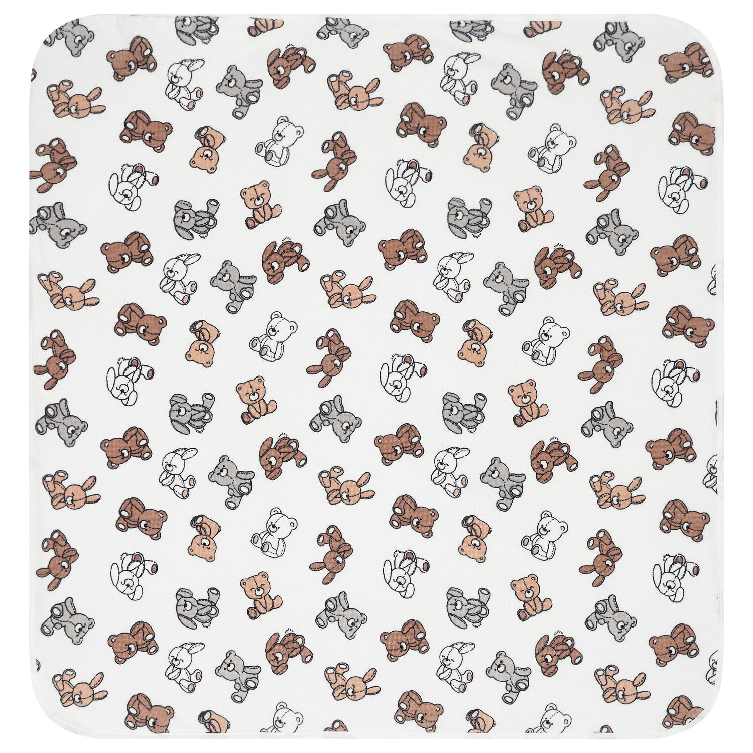 White Teddy Bear & Rabbit Hooded Towel, 1, hi-res