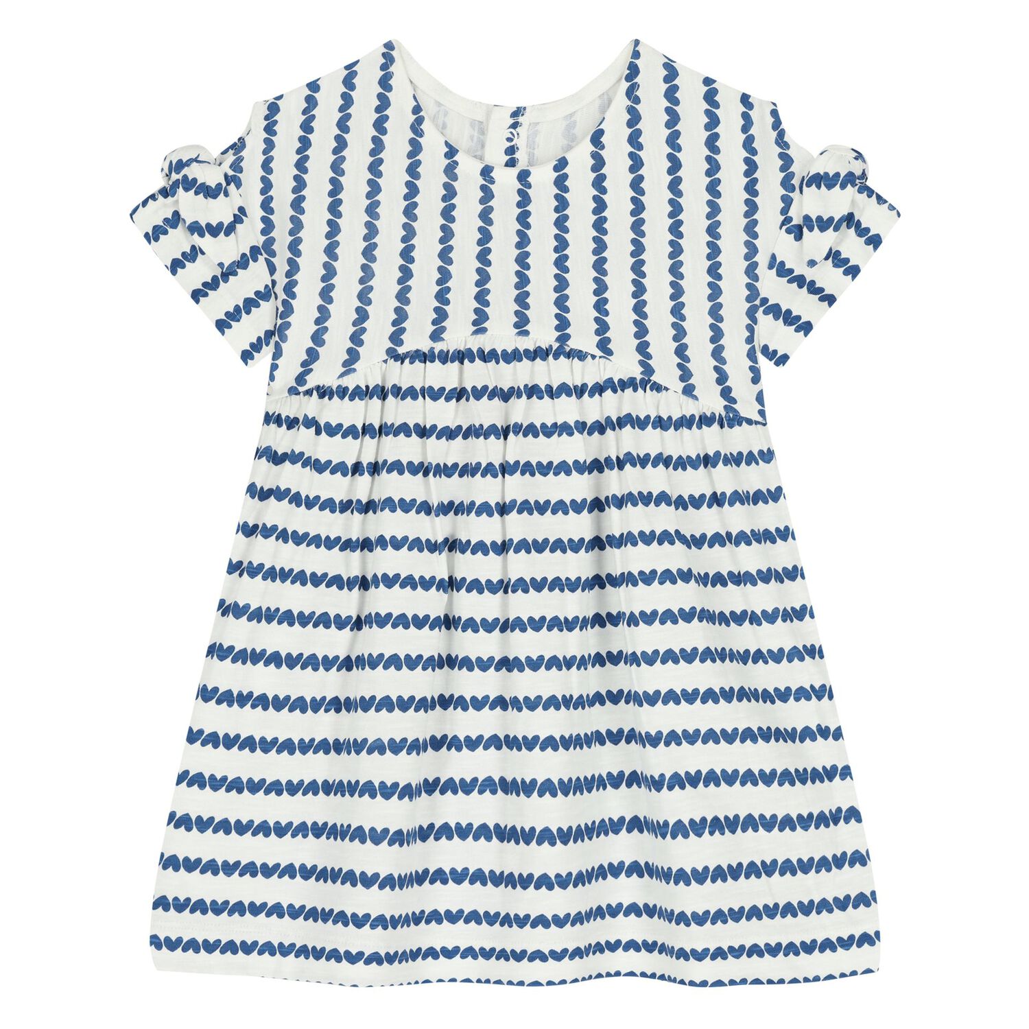 Younger Girls White & Blue Heart Dress & Bag Set, 1, hi-res