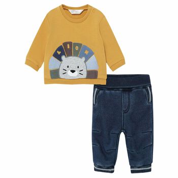 Baby Boys Yellow & Navy Trousers Set