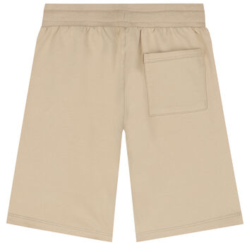 Boys Beige Cotton Logo Shorts