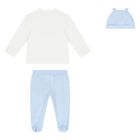 Baby Boys White & Blue Trousers Set, 1, hi-res