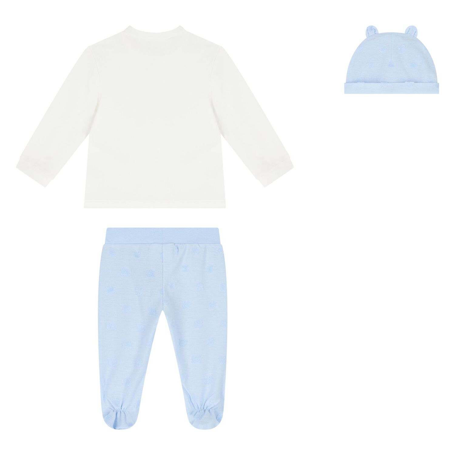 Baby Boys White & Blue Trousers Set, 1, hi-res