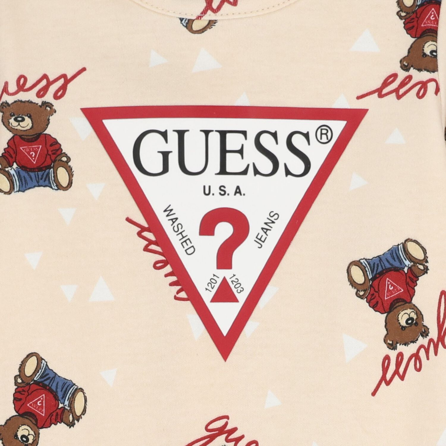 Beige Teddy Bear Logo Babygrow, 3, hi-res