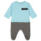 Baby Boys Blue & Monogram Print Babygrow Gift Set, 1, hi-res