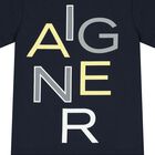 تيشيرت أولاد بالشعار باللون الكحلي, 1, hi-res