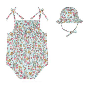 Baby Girls Green Floral Bodysuit Set