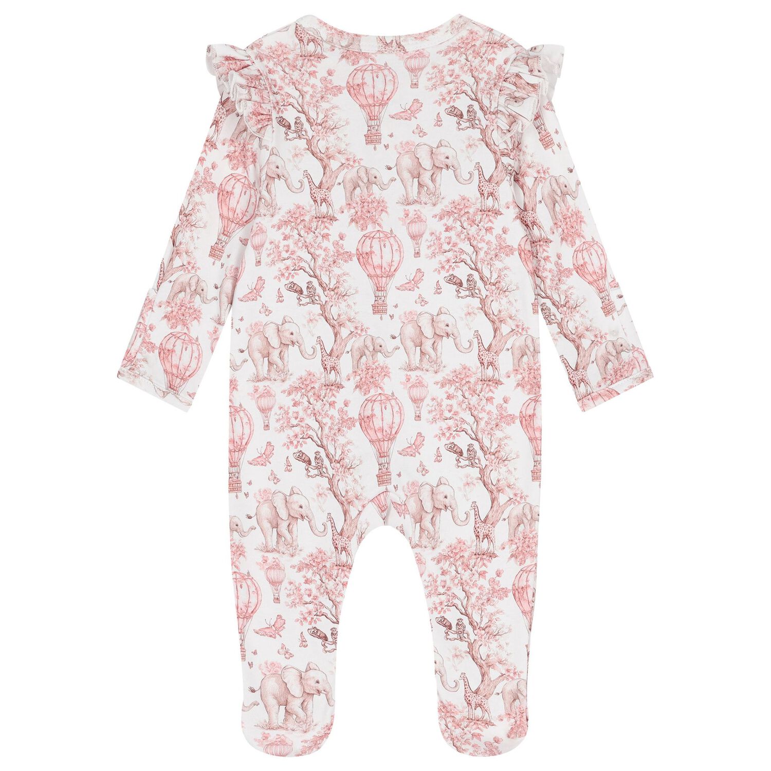 Baby Girls White & Pink Africa Babygrow, 1, hi-res