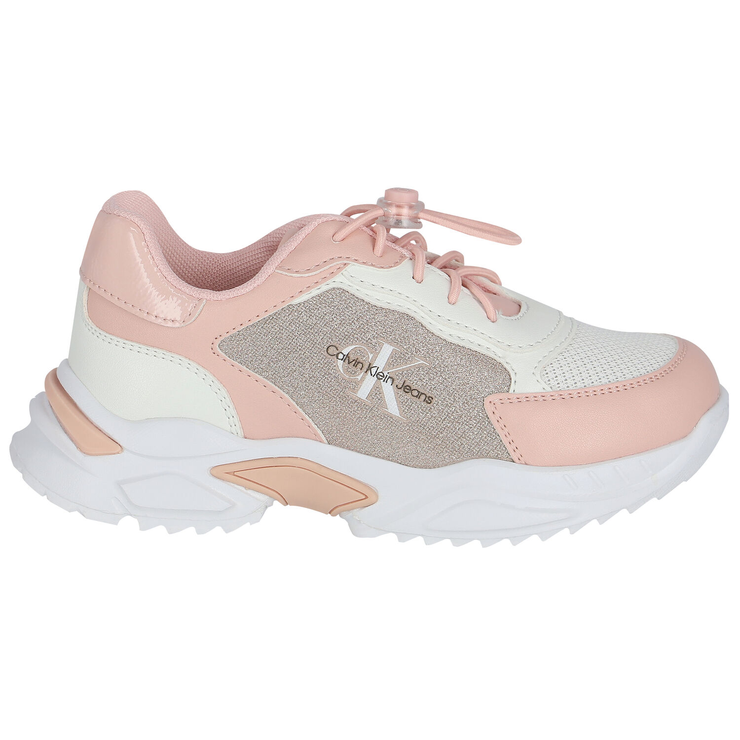 Girls Pink & White Logo Trainers, 1, hi-res