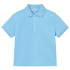 Younger Boys Blue Logo Polo Shirt, 2, hi-res