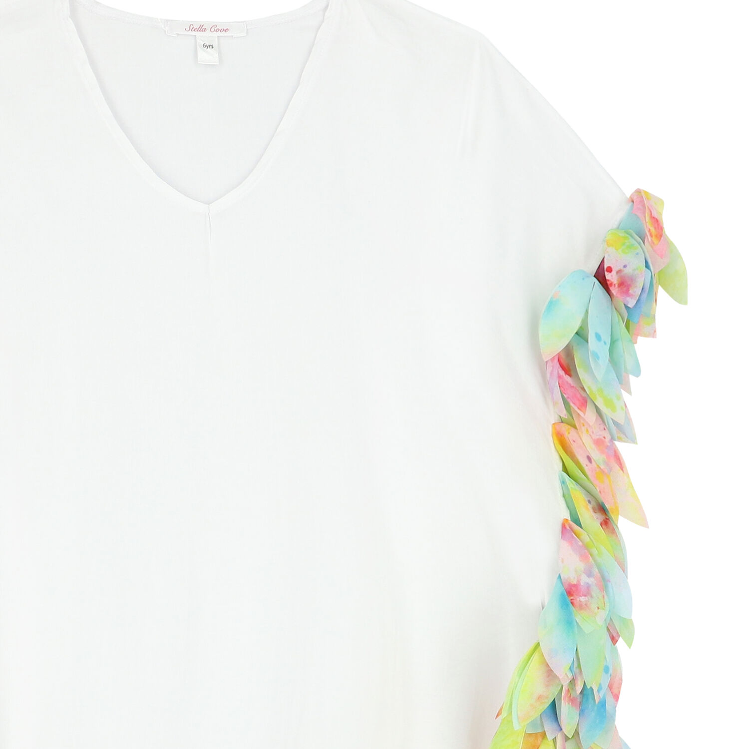 Girls White & Rainbow Petal Kaftan, 1, hi-res image number null