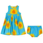 Younger Girls Blue Floral Dress Set, 1, hi-res